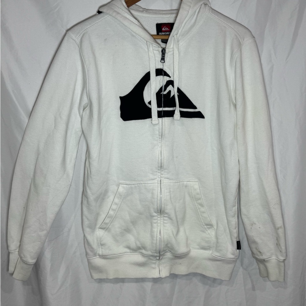 Quiksilver Mountain Wave Classic White Zip-Up Hoodie | Men’s M